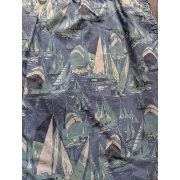 Lands End Mens Sailboat Print Swim Trunks Size L - Picture 2 of 5